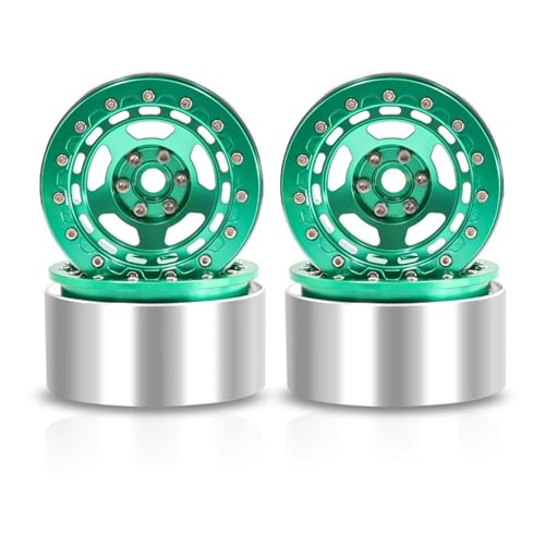 4 Stück Metall 2,2 Zoll Beadlock-Felgenradnabe 1/10 RC Crawler Auto for Axial SCX10 for Wraith Capra RR10 RBX10 for Trax-xas TRX4 D90 RC Auto(Green) von YXIUEYINGE
