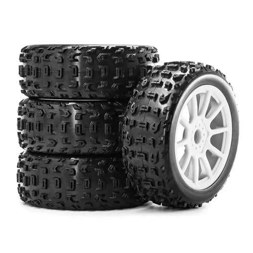 4 stücke 118mm 1/8 RC Off-Road Buggy Reifen Rad 17mm Hex for ARR-MA for Typhon for Kyosho for HPI WR8 for HSP RC Auto(White) von YXIUEYINGE