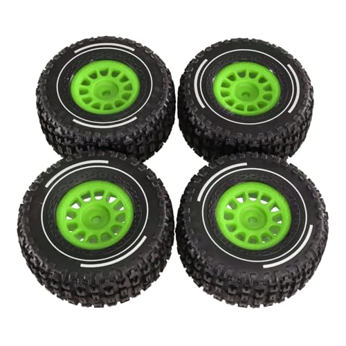 4 stücke 65mm Gummi Reifen Reifen 12mm 14301 14302 14303 1/14 for MJX for Hyper GO RC Auto Upgrade Teile Zubehör(Green) von YXIUEYINGE