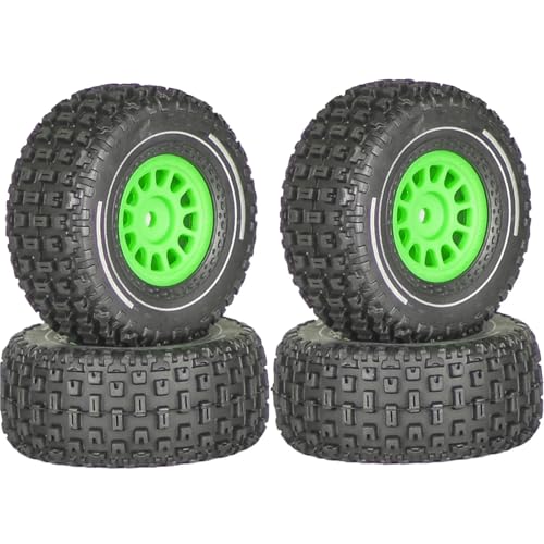 4 stücke 65mm Gummi Reifen Reifen 12mm Hex for ARR-ma 1/14 Mini for Mojave GROM RC Auto Upgrade Teile Zubehör(Green) von YXIUEYINGE