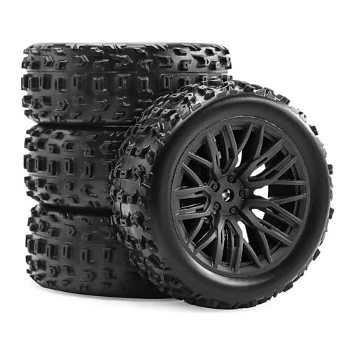 4 stücke 69mm Gummi Reifen 12mm Hex for ARR-ma 1/18 for Typhon Grom 2S RC Auto Upgrade Teile Zubehör(Zwart) von YXIUEYINGE