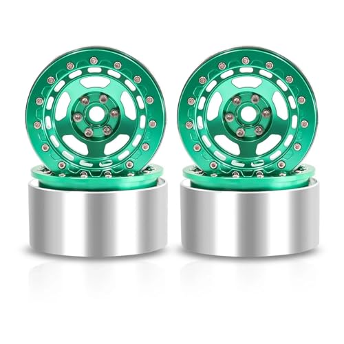 4 stücke Metall 2,2 "Beadlock Felge Rad Hub 1/10 RC Crawler Auto for Axial SCX10 for Wraith Capra RR10 RBX10 for Trax-xas TRX4 D90(Green) von YXIUEYINGE