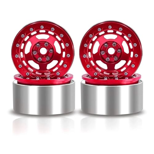 4 stücke Metall 2,2 "Beadlock Felge Rad Hub 1/10 RC Crawler Auto for Axial SCX10 for Wraith Capra RR10 RBX10 for Trax-xas TRX4 D90(Rood) von YXIUEYINGE