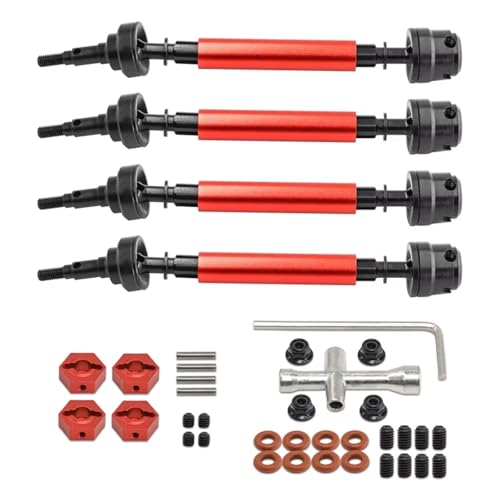 4 stücke Metall Vorne und Hinten Antriebswelle CVD Antriebswelle for 1/10 for ARR-MA 3S Neue for Big Rock V3 RC Auto Upgrade Teile Zubehör(Rood) von YXIUEYINGE