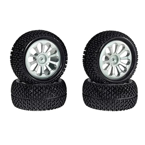 4Pcs 86mm Metall Felge Reifen Reifen for Wltoys 144001 124019 A959 SCY 16101 for MJX 14209 16207 Q130A RC Auto Upgrade Teile(Silver) von YXIUEYINGE