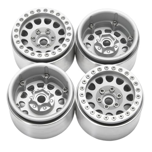 4Pcs Aluminium Legierung 1,9 Zoll Beadlock Räder Felgen for Axial SCX10 II 90046 AXI03007 TRX-4 D90 1/10 RC Crawler Auto Teile(Silver 4PCS) von YXIUEYINGE
