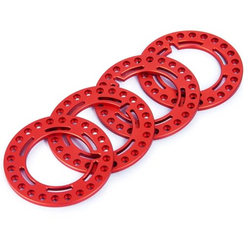 4Pcs CNC Metall 52,5mm 1,9 Zoll Beadlock Felgen Äußere Ringe for Axial SCX10 D90 CC01 1/10 RC Rock Crawler Auto Teile(Rood) von YXIUEYINGE