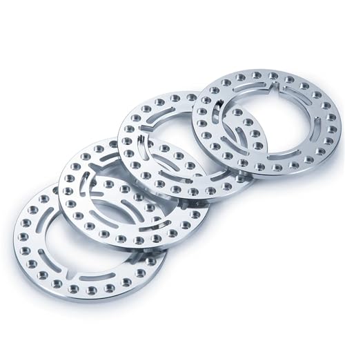 4Pcs CNC Metall 52,5mm 1,9 Zoll Beadlock Felgen Äußere Ringe for Axial SCX10 D90 CC01 1/10 RC Rock Crawler Auto Teile(Silver) von YXIUEYINGE