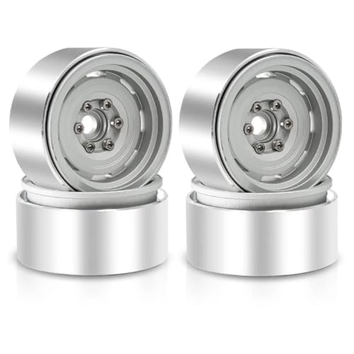 4Pcs Metall 1,9 "Beadlock Rad Felgen for D90 SCX10 90046 TRX4 1/10 RC Crawler(Silver) von YXIUEYINGE
