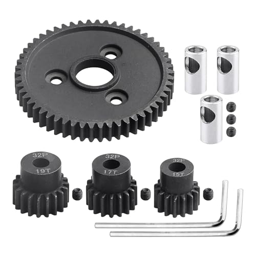 54T 32 Pitch Metall Stahl 3956 Stirnradgetriebe mit 15T 17T 19T Ritzeln Getriebesätze for 1/10 for Trax-xas for Slash 4WD/2WD for Summit E-REVO von YXIUEYINGE