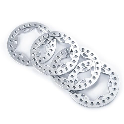 Aluminium 2,2 Zoll Beadlock Außenringe for Axial for Wraith TRX-4 1/10 RC Crawler Auto Felgen Ersatz Upgrade Teile(Silver) von YXIUEYINGE