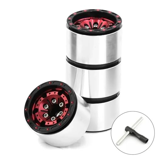 Aluminiumlegierung Beadlock-Radnabenfelge, 4 Stück, 1,0 Zoll, for 1/18 RC Crawler Car TRX4M, for Axial SCX24, RC Car Upgrade-Teile, Zubehör(Rood) von YXIUEYINGE