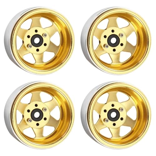 Metall 1,9 "Beadlock Felge Deep Dish Hub for 1/10 RC Crawler Auto TRX4 for Axial SCX10 90046 UTB18(Yellow) von YXIUEYINGE