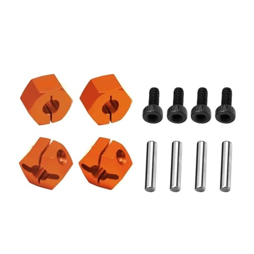 Metall 7075 Legierung Vorne Hinten 12mm Hex Rad Naben 3654 for TRAX-XAS Mini Maxx 107154-1 MINI for XRT 108076-1 Monster Truck RC Auto(Orange) von YXIUEYINGE