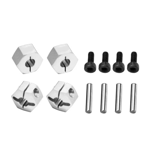 Metall 7075 Legierung Vorne Hinten 12mm Hex Rad Naben 3654 for TRAX-XAS Mini Maxx 107154-1 MINI for XRT 108076-1 Monster Truck RC Auto(Silver) von YXIUEYINGE