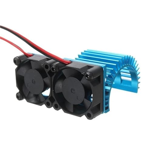 Motor Dual Lüfter Kühlkörper 540 550 3650 3660 3670 Kühler 36mm 5V-7,4 V for 1/10 1/8 RC Auto Schiff Teil Aluminium Legierung(Blauw) von YXIUEYINGE