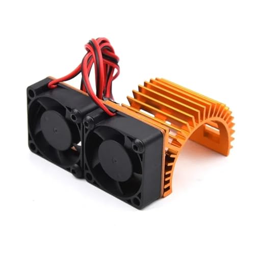 Motor Dual Lüfter Kühlkörper 540 550 3650 3660 3670 Kühler 36mm 5V-7,4 V for 1/10 1/8 RC Auto Schiff Teil Aluminium Legierung(Gold) von YXIUEYINGE