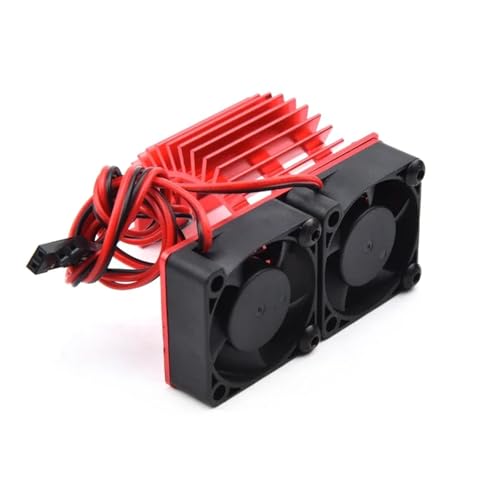 Motor Dual Lüfter Kühlkörper 540 550 3650 3660 3670 Kühler 36mm 5V-7,4 V for 1/10 1/8 RC Auto Schiff Teil Aluminium Legierung(Rood) von YXIUEYINGE