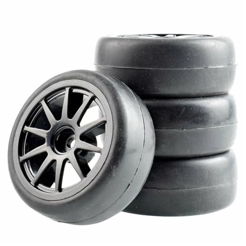 RC 910-6018 Slick Racing Reifen & Rad Sets for HSP for HPI 1/10 1:10 for Tourenwagen(Black Wheel) von YXIUEYINGE