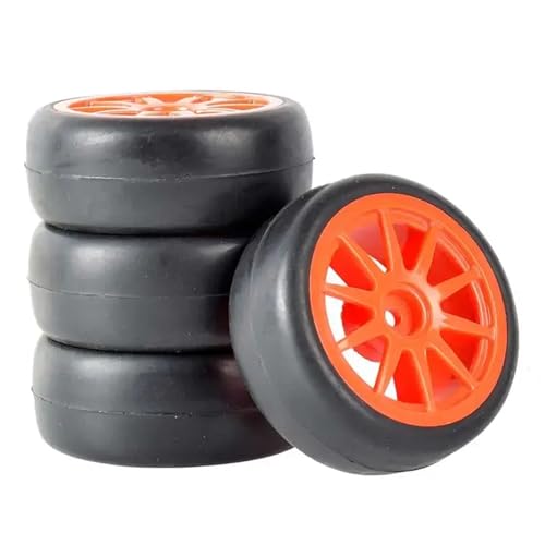 RC 910-6018 Slick Racing Reifen & Rad Sets for HSP for HPI 1/10 1:10 for Tourenwagen(Red Wheel) von YXIUEYINGE