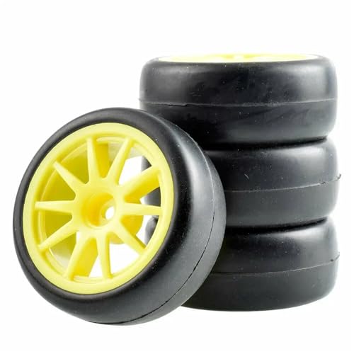 RC 910-6018 Slick Racing Reifen & Rad Sets for HSP for HPI 1/10 1:10 for Tourenwagen(Yellow Wheel) von YXIUEYINGE