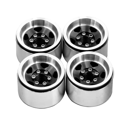 RC-Auto, 4 Stück, 1,0 Zoll, Metall-Beadlock-Radnabe, Felge for 1/18 1/24 RC-Crawler-Auto TRX4M for Axial SCX24 AX24, Upgrade-Teile(Zwart) von YXIUEYINGE