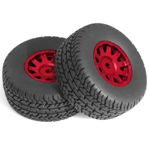 RC-Auto, 4 Stück, 65 mm, Gummireifen mit Radnabe, 12 mm Sechskant, ARA550116 for ARR-ma 1/14 for Mojave GROM, RC-Auto, Upgrade-Teile, Zubehör(Rood) von YXIUEYINGE
