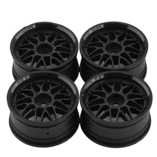 RC-Radnaben, 4 Stück, 52 mm, 1/10 RC On-Road-Drift-Rennwagen, Kunststofffelge for Tam-iya XV02, for Kyosho, for HSP, for Trax-xas(Zwart) von YXIUEYINGE