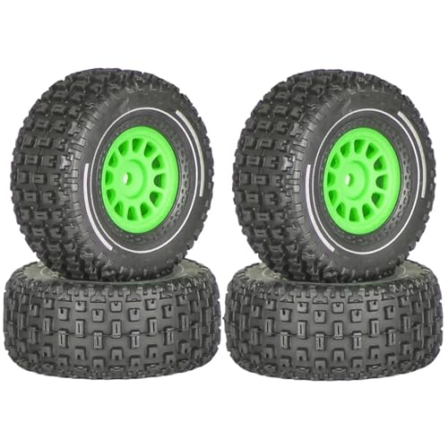 RC-Teil, 4 Stück, 65 mm, Gummireifen, 12 mm Sechskant, for ARR-ma 1/14 Mini, for Mojave GROM RC-Auto, Upgrade-Teile, Zubehör(Green) von YXIUEYINGE