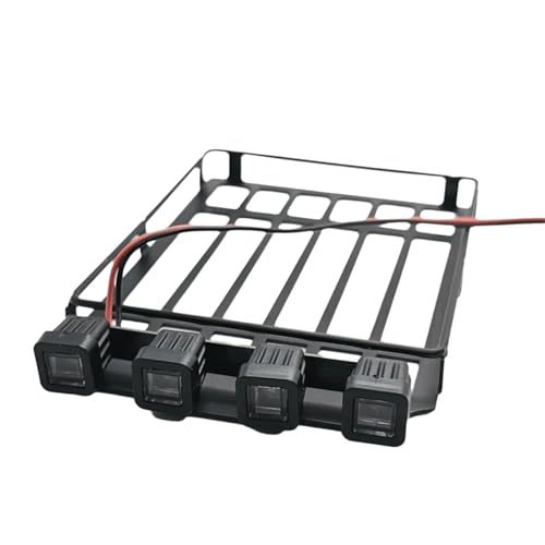 Universelle Dachträger für Gepäckträger, Autorahmen mit LED-Beleuchtung für RC 1/18 C8801 Raupen-Auto, quadratische Lampe von YXIUEYINGE