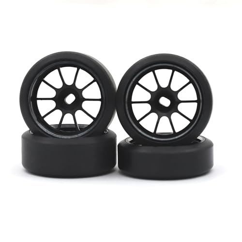 YXIUEYINGE 1,5 Grad Hartplastik-Driftreifen, Metallfelge for Wltoys 284131 K969 K989 for Kyosho Mini-Z 1/28 RC Car Upgrade-Teile(1.5 Degrees Black) von YXIUEYINGE