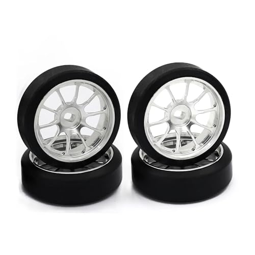 YXIUEYINGE 1,5 Grad Hartplastik-Driftreifen, Metallfelge for Wltoys 284131 K969 K989 for Kyosho Mini-Z 1/28 RC Car Upgrade-Teile(1.5 Degrees Silver) von YXIUEYINGE