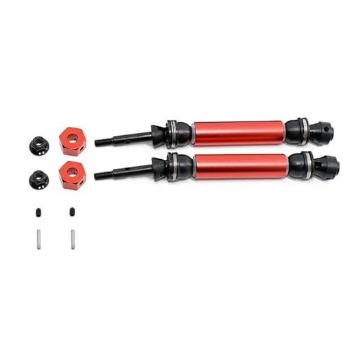 YXIUEYINGE 1 Paar Metall-CVD-verbesserte Antriebswellen mit Radnaben-Adapterstiften und Muttern-Kit for ECX 2WD-Serie Ruckus Axe Circuit 1/10 RC-Auto(Rood) von YXIUEYINGE
