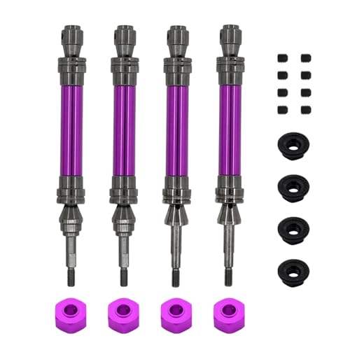 YXIUEYINGE 1 Set RC Car Metal CVD Front and Rear Drive Shafts 1/10 for Trax-xas Slash for Rustler for Stampede for Hoss VXL 4X4 Upgrade Parts(Purple) von YXIUEYINGE