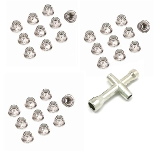 YXIUEYINGE 30 Stück M4 Radsicherungsmuttern 4 mm for Trax-xas 2.0#8347 TRX4 TRX6 Axial SCX10 90046 1/10 RC Auto(Silver) von YXIUEYINGE