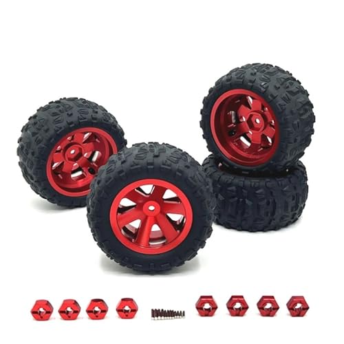 YXIUEYINGE 4 STÜCKE 12mm Upgrade Metallreifen + Upgrade-Anschluss for SCY 16101 PRO 16102 PRO Upgrade 1/16 RC Monster Truck Radteile(Rood) von YXIUEYINGE