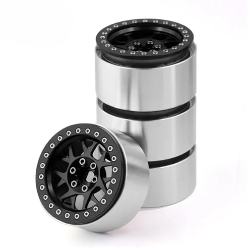 YXIUEYINGE 4 STÜCKE CNC Aluminium 2,2 Beadlock-Felge for 1/10 RC Crawler Auto for Axial SCX10 RR10 for Wraith TRX4 TRX-6(Zwart) von YXIUEYINGE