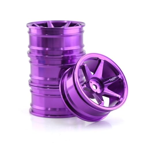 YXIUEYINGE 4 Stück 52 mm 1/10 RC On-Road Drift Racing Car Metallfelge Radnaben TE37 for Tam-iya for Kyosho for HSP for HPI for Trxs for RedCat(Purple) von YXIUEYINGE