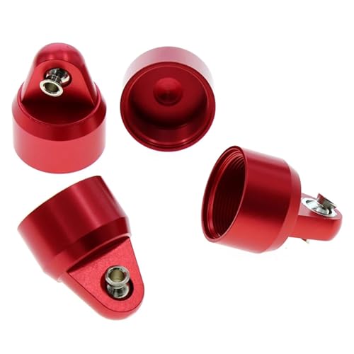 YXIUEYINGE 4 Stück Aluminiumlegierung Stoßdämpferkappenabdeckung for Trax-xas 1/5 X-MAXX 6S 8S RC Auto Upgrade Teile Zubehör(Rood) von YXIUEYINGE
