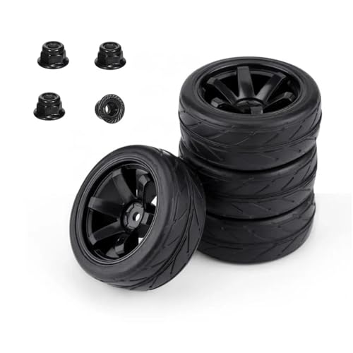 YXIUEYINGE 4 Stücke 65 * 26mm RC Autoreifen On Road Reifen und Rad Sechskant 12mm for HSP for HPI RC Autoreifen for Trxs TRX4 TRX-4 for Tam-iya Zubehör(DLT012) von YXIUEYINGE