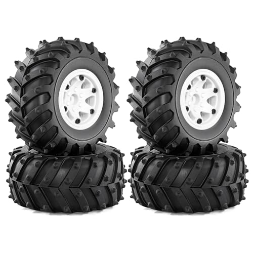 YXIUEYINGE 4 stücke 12mm Hex 1/10 Rad 128mm Monster Truck Buggy Reifen for SCX10 for Trax-xas for HIMOTO for HSP for HPI Upgrade Teile(White) von YXIUEYINGE