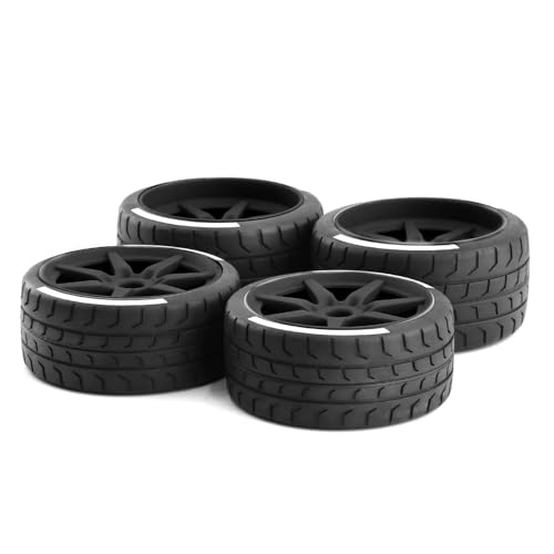 YXIUEYINGE 4 stücke 53/107 42/100 Reifen 17mm Rad Hex for ARR-ma 1/7 for Felony for FSR Modell for GT RC Auto Upgrade Teile(Zwart) von YXIUEYINGE
