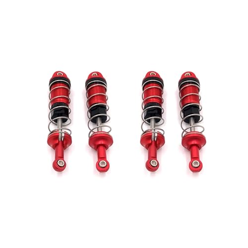 YXIUEYINGE 4 stücke Metall Öl Stoßdämpfer Dämpfer for SCY 16101 16102 16103 1/16 RC Auto Upgrade Teile Zubehör(Rood) von YXIUEYINGE