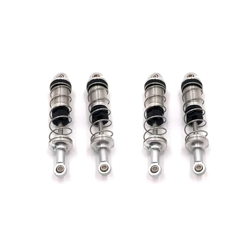 YXIUEYINGE 4 stücke Metall Öl Stoßdämpfer Dämpfer for SCY 16101 16102 16103 1/16 RC Auto Upgrade Teile Zubehör(Silver) von YXIUEYINGE