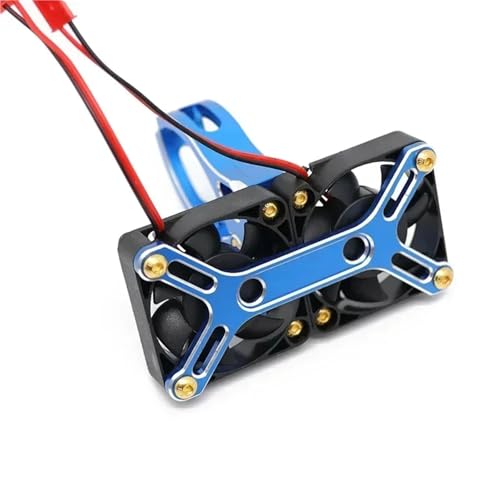 YXIUEYINGE 4985 1717 Kühlkörperlüfter for bürstenlosen Motor, Hochgeschwindigkeits-Doppellüfter-Kühlkörper for ARR-ma 1/5 1:5 RC-Truck-Zubehör(Blauw) von YXIUEYINGE