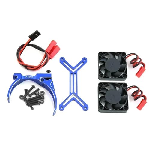 YXIUEYINGE 4985 1717 Motorkühlkörper Dual-Lüfter-Kühlkörper 47-49 mm for 1/5 X-MAXX XRT for ARR-ma for Kraton for Outcast RC-Auto-Upgrade-Teile(Blauw) von YXIUEYINGE