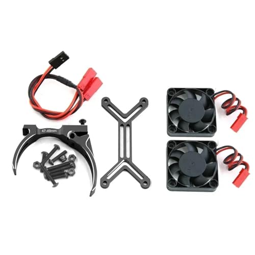 YXIUEYINGE 4985 1717 Motorkühlkörper Dual-Lüfter-Kühlkörper 47-49 mm for 1/5 X-MAXX XRT for ARR-ma for Kraton for Outcast RC-Auto-Upgrade-Teile(Zwart) von YXIUEYINGE