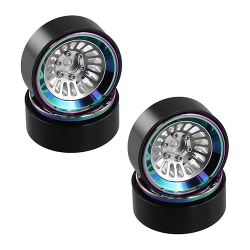 YXIUEYINGE 4PCS 1,3 Zoll Beadlock Radnabenfelgen for RC Crawler Auto for Axial 1/24 1/18 TRX4M SCX24 Upgrade Teile(Black Multicolor) von YXIUEYINGE