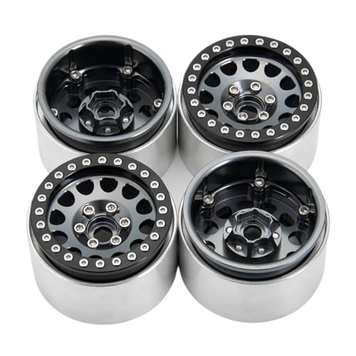 YXIUEYINGE 4Pcs Aluminium Legierung 1,9 Zoll Beadlock Räder Felgen for Axial SCX10 II 90046 AXI03007 TRX-4 D90 1/10 RC Crawler Auto Teile(Titanium 4PCS) von YXIUEYINGE