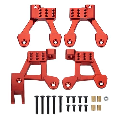 YXIUEYINGE 4Pcs Metall Vorne und Hinten Stoßdämpfer Dämpfer Türme Montieren for Axial SCX10 II 90046 90047 1/10 RC Crawler Auto Modell Teile(Rood) von YXIUEYINGE